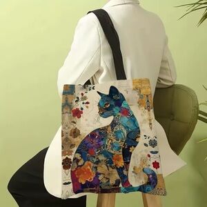 Colorful Cat Print Tote Bag